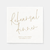 Elegant Goud Script Bruiloft Repetitie Diner Servet (Voorkant)