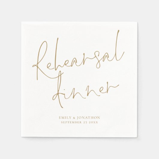 Elegant Goud Script Bruiloft Repetitie Diner Servet (Voorkant)