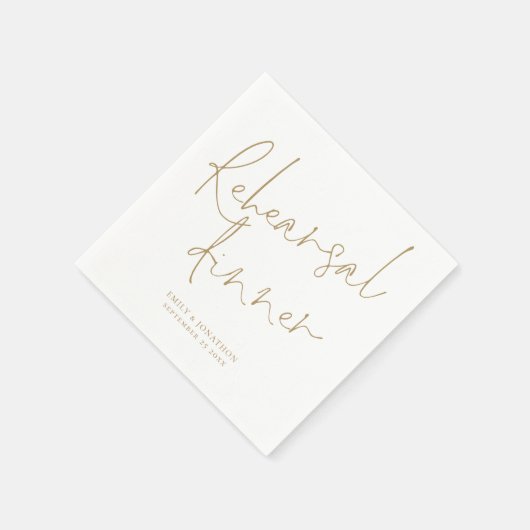 Elegant Goud Script Bruiloft Repetitie Diner Servet (Hoek)