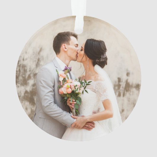 Elegant Goud Script Eerste Kerstmis 2 Foto Ornament (achterkant)