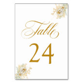 Elegant Goud Script Floral Bruiloft Tafel Nummer Kaart (Voorkant)
