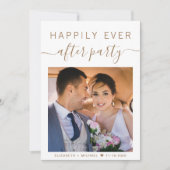 Elegant Goud Script Foto Bruiloft Receptie Kaart (Voorkant)