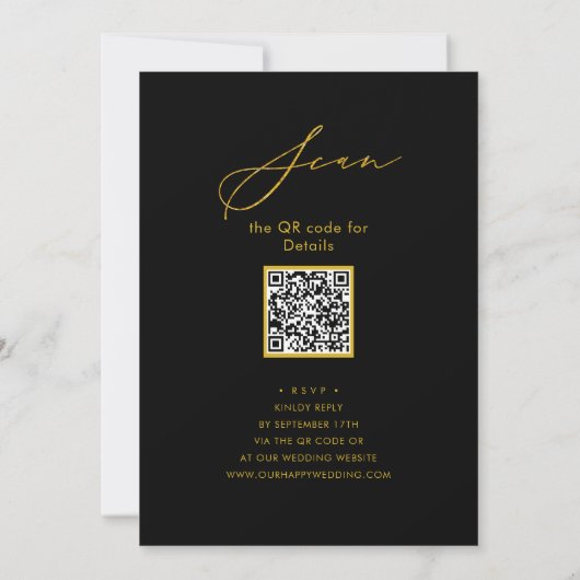 Elegant Goud Script Grijs Repetitie Diner QR code Kaart (Achterkant)