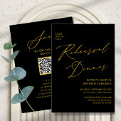 Elegant Goud Script Grijs Repetitie Diner QR code Kaart