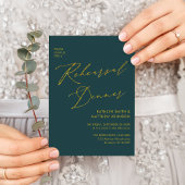 Elegant Goud Script Groen Repetitie Diner QR code Kaart