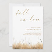 Elegant Goud Script 'Herfst in de liefde' Bruiloft Kaart (Voorkant)
