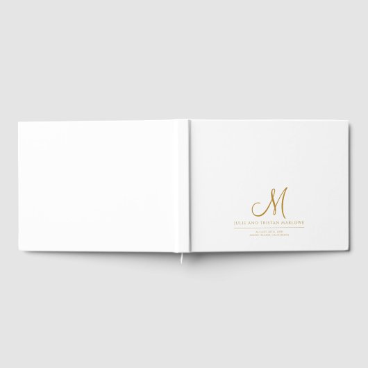 Elegant Goud Script Initiaal Bruiloft Monogram Gastenboek (Volledig)