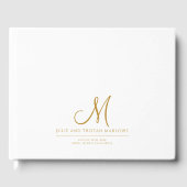 Elegant Goud Script Initiaal Bruiloft Monogram Gastenboek (Voorkant)