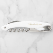 Elegant Goud Script Kalligrafie Bruiloft Kurkentrekker (Achterkant)