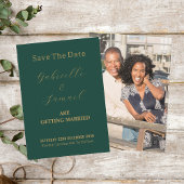 Elegant Goud Script Koppel Foto Groen Save The Date