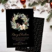 Elegant Goud Script Krans Groen Kerstmis Kaart