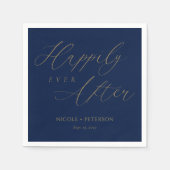 Elegant Goud Script Marine Blauw Bruiloft Servette Servet (Voorkant)