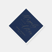 Elegant Goud Script Marine Blauw Bruiloft Servette Servet (Hoek)
