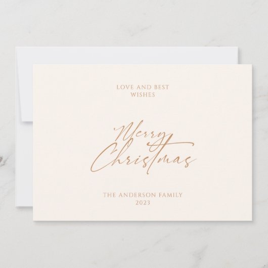 Elegant Goud Script Minimalistisch Vrolijk Kerstfe Feestdagenkaart (Voorkant)