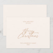 Elegant Goud Script Minimalistisch Vrolijk Kerstfe Feestdagenkaart (Voorkant / Achterkant)