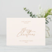 Elegant Goud Script Minimalistisch Vrolijk Kerstfe Feestdagenkaart (Staand voorkant)