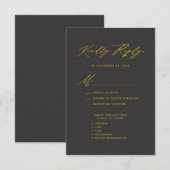 Elegant Goud Script Modern Grijs Huwelijk RSVP Informatiekaartje (Voorkant / Achterkant)