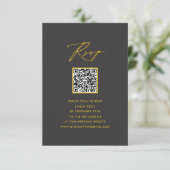Elegant Goud Script Modern Grijs QR Bruiloft RSVP (Staand voorkant)