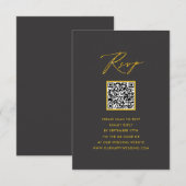 Elegant Goud Script Modern Grijs QR Bruiloft RSVP Kaartje (Voorkant / Achterkant)
