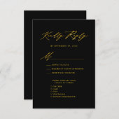 Elegant Goud Script Modern Zwart Bruiloft RSVP Informatiekaartje (Voorkant / Achterkant)