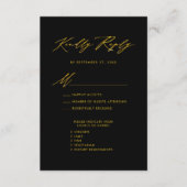 Elegant Goud Script Modern Zwart Bruiloft RSVP Informatiekaartje (Voorkant)