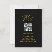 Elegant Goud Script Modern Zwart QR Bruiloft RSVP (Voorkant)