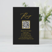 Elegant Goud Script Modern Zwart QR Bruiloft RSVP Kaartje (Staand voorkant)