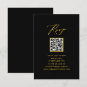 Elegant Goud Script Modern Zwart QR Bruiloft RSVP Kaartje (Voorkant / Achterkant)