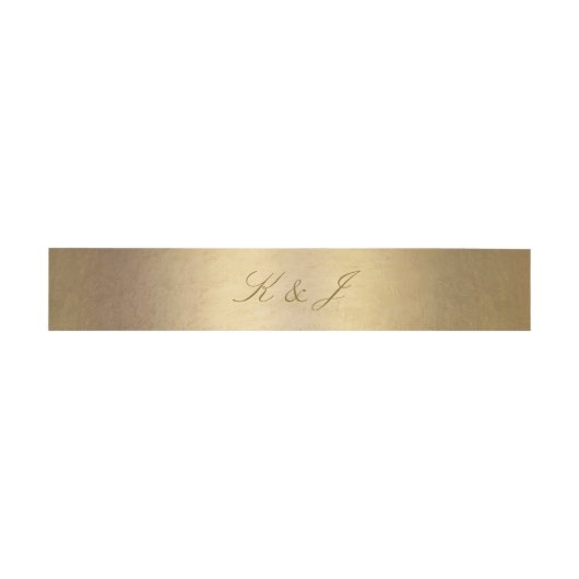 Elegant Goud Script Monogram Glanzend Goud Bruilof Uitnodigingen Wikkel (Vlak)