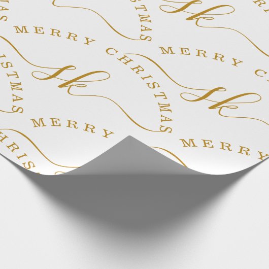Elegant Goud Script Naam Monogram Vrolijk Kerstfee Cadeaupapier (Hoek)