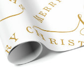Elegant Goud Script Naam Monogram Vrolijk Kerstfee Cadeaupapier (Rol Hoek)