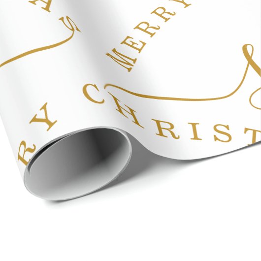 Elegant Goud Script Naam Monogram Vrolijk Kerstfee Cadeaupapier (Rol Hoek)