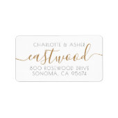 Elegant Goud Script Naam Pas getrouwd Paar Etiket (Voorkant)