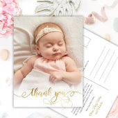Elegant Goud Script Newborn Baby Foto Dank u Briefkaart