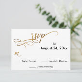 Elegant Goud Script op Eenvoudige RSVP-kaart RSVP Kaartje (Staand voorkant)