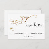 Elegant Goud Script op Eenvoudige RSVP-kaart RSVP Kaartje (Voorkant / Achterkant)