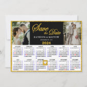Elegant Goud Script op Zwart 2 Foto 2024 Kalender Save The Date (Voorkant)