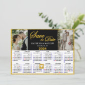 Elegant Goud Script op Zwart 2 Foto 2024 Kalender Save The Date (Staand voorkant)
