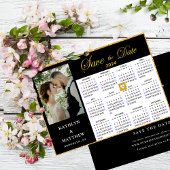 Elegant Goud Script op Zwarte Foto 2024 Kalender Save The Date