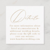 Elegant Goud Script QR Code Bruiloft Details Informatiekaartje (Voorkant)