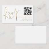 Elegant Goud Script QR Code Bruiloft RSVP Informatiekaartje (Voorkant / Achterkant)