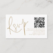 Elegant Goud Script QR Code Bruiloft RSVP Informatiekaartje (Voorkant)
