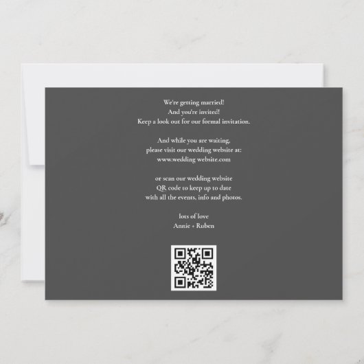 Elegant Goud Script QR Code Foto Bruiloft Save The Date (Achterkant)