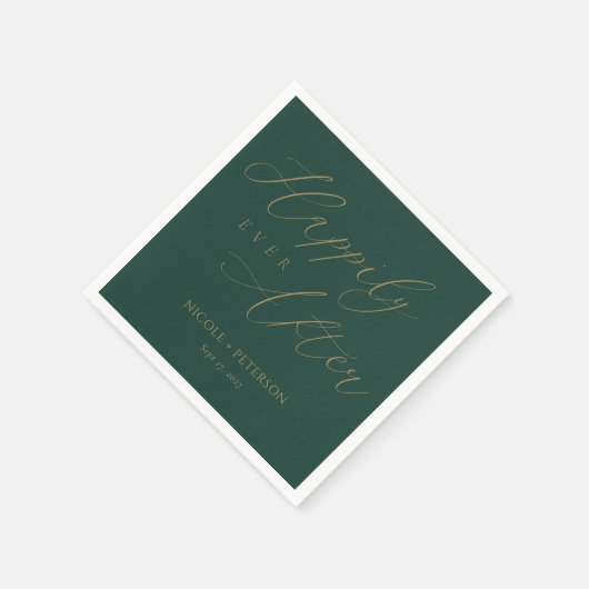 Elegant Goud Script Smaragd Groen Bruiloft Servett Servet (Hoek)
