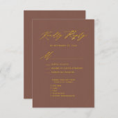 Elegant Goud Script Terracotta Eenvoudige bruiloft RSVP Kaartje (Voorkant / Achterkant)