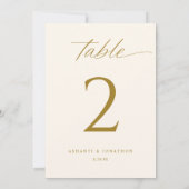 Elegant Goud Script Trouwtafel Nummers Kaart (Achterkant)
