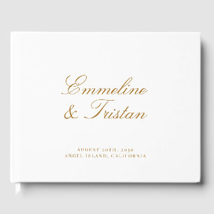 Elegant Goud Script Typografie Bruiloft Gastenboek