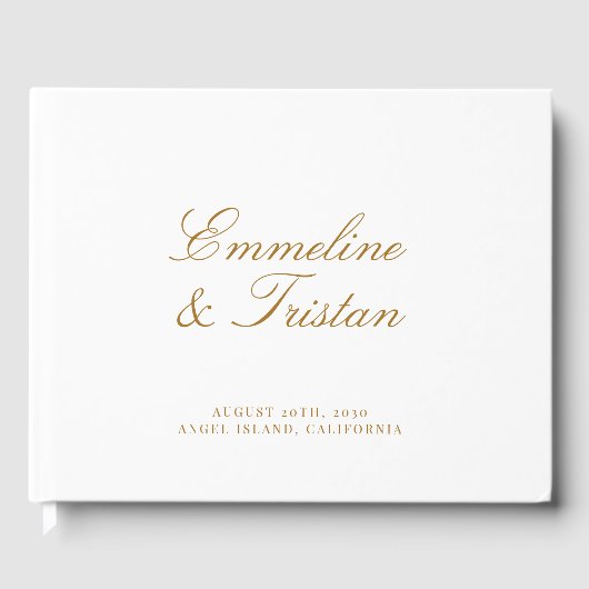 Elegant Goud Script Typografie Bruiloft Gastenboek (Voorkant)