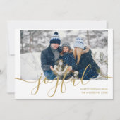 Elegant Goud Script Vreugdevolle Foto Kerstmis Feestdagenkaart (Voorkant)