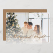 Elegant Goud Script Vrolijk en Helder Foto Feestdagenkaart (Voorkant / Achterkant)